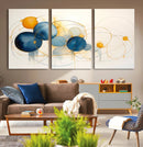 Geometric Blue Orange Abstract Wall Art Canvas, Geometric