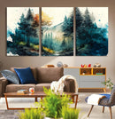 Watercolor Trees Forest Abstract Wall Art Canvas Print,