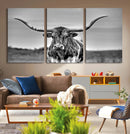 Texas Longhorn Cow Wall Art, Texas Longhorn Canvas, Cattle