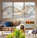 Abstract art Grey and Gold Lines Wall Art