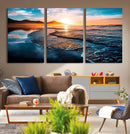 Sunset Beach Ocean Canvas Wall Art – Tranquil Ocean