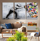 Banksy Art Behind the Curtain Street Wall Art Canvas Print |