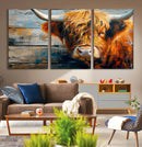 Highland Cow Abstract Canvas Wall Art – Bold Farmhouse