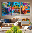 Fitness Gym Barbell Graffiti Wall Art Canvas Print