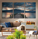Mountain Lake Wood Pier Canvas Wall Art Nature Lake Print by MyGreatCanvas | Canvas Wall Art Prints | Photo Prints & Wall Decor