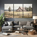 Rustic Farmhouse Barn Wall Art | 3-Panel Framed Gallery Wrap