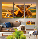 Scottish Cow and Baby Cow Canvas Wall Art Animal Print
