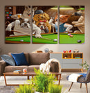 Dogs Playing Pool Canvas Wall Art Funny Gifts Dog Print