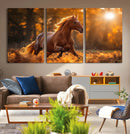 Running Horse Sunset Forest Wall Art Canvas Print