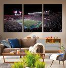Ben Hill Griffin Stadium Night Game Triple Canvas Wall Art -