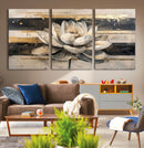 Abstract Lotus Flower Wall Art Canvas Print, Meditation Yoga