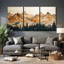 Rustic Wood Mountain Wall Art Print | Triptych Giclee Print