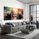 Weightlifting Barbell Art Triptych, Bold Abstract Fitness