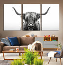 Highland Wall Art Canvas Print – Minimalist Black and White