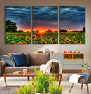 Golden Sunflower Field at Sunset – Breathtaking Sky and