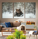 Grizzly Bear Wall Art – Framed Snowy Forest Canvas Artwork, by MyGreatCanvas | Canvas Wall Art Prints | Photo Prints & Wall Decor