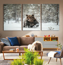 Grizzly Bear Wall Art – Framed Snowy Forest Canvas Artwork, by MyGreatCanvas | Canvas Wall Art Prints | Photo Prints & Wall Decor