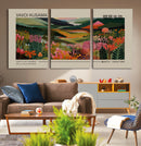 Yayoi Kusama Landscape Canvas Print, Vibrant Floral Mountain