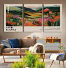 Yayoi Kusama Abstract Print, Vibrant Floral Mountain Art