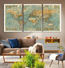 Push Pin World Map Canvas Print – Travel Tracker Wall Art