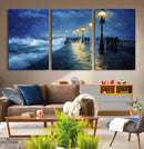 Abstract Stormy Ocean Pier Canvas Wall Art Print | Stormy