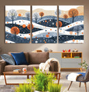 Abstract Winter Landscape Canvas Wall Art Print -  Large