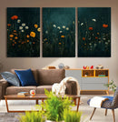 Framed Wildflower Field Wall Art, Framed Vintage Botanical