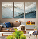Waves Abstract Wall Art Print, Modern Framed Abstract Canvas