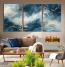 Large Abstract Print - Luxe Blue and Gold Abstract Canvas