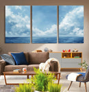 Abstract Ocean Print Artwork- Serene Blue Ocean Canvas Wall
