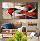 Abstract Wall Art - Modern Red and White Canvas Wall Art
