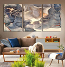 Abstract Blue and Gold Wall Art - Fluid Ink Artwork - Modern