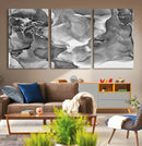 Black White Abstract Canvas Wall Art - Fluid Ink Artwork -