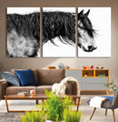 Black Horse Wall Art Canvas Print – Elegant Farmhouse Decor