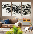 Abstract Horse Wall Art Canvas Print - Dynamic Black Ink