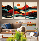 Western Wall Decor - Large Triptych Mountain Canvas - Boho