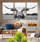Highland Cow Wall Art Canvas Print – Black and White Western by MyGreatCanvas | Canvas Wall Art Prints | Photo Prints & Wall Decor
