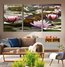 Lotus Flower Wall Art Canvas Print, Water Lily Large Wall