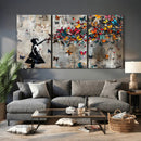 Banksy Butterfly Girl Wall Art – Modern Graffiti Canvas