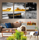 Yellow Rowboat Wall Art – Framed Tropical Shoreline Canvas by MyGreatCanvas | Canvas Wall Art Prints | Photo Prints & Wall Decor
