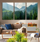 Misty Forest Mountain Wall Art Canvas Print – Framed Serene