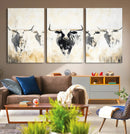 Texas Longhorn Wall Art Canvas Print – Rustic Western Bull
