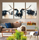 Texas Longhorn Wall Art Canvas Print – Majestic Horned Bull