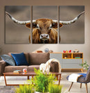 Texas Longhorn Wall Art Canvas Print – Brown Bull Rustic
