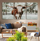 Texas Longhorn Wall Art Canvas Print – Framed Spotted Bull
