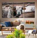 Texas Longhorn Wall Art Canvas Print – Framed Spotted Bull