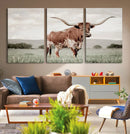 Texas Longhorn Wall Art Canvas Print – Framed Spotted Cattle by MyGreatCanvas | Canvas Wall Art Prints | Photo Prints & Wall Decor