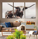Texas Longhorn Wall Art – Framed Spotted Bull Canvas by MyGreatCanvas | Canvas Wall Art Prints | Photo Prints & Wall Decor