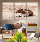 Texas Longhorn Wall Art – Framed Resting Bull Canvas by MyGreatCanvas | Canvas Wall Art Prints | Photo Prints & Wall Decor