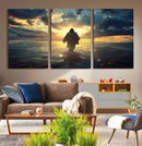 Jesus Walks Wall Art Canvas Print Framed Divine Sunset Art